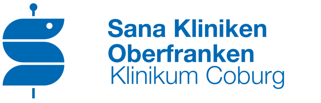 Sana Kliniken Oberfranken Coburg logo with a blue stylized S icon and blue text.